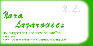 nora lazarovics business card